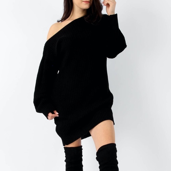 Dresses & Skirts - NWT Longline Knit Off the Shoulder Sweater Dress